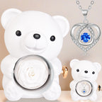 Eternal Love Bear Rotating Jewelry Box – Elegant Gift with Eternal Flowers
