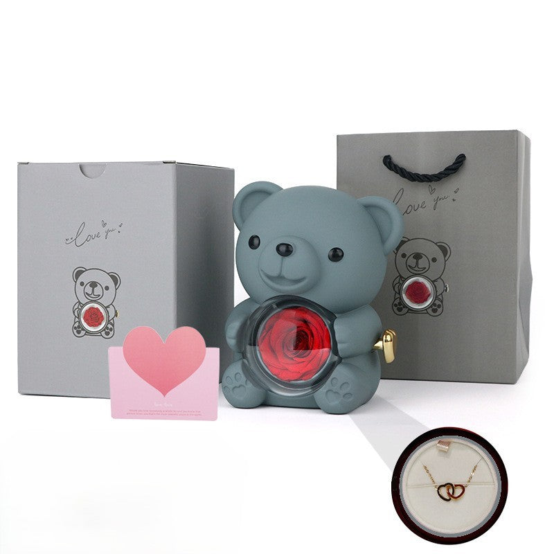 Eternal Love Rose Bear – A Rotating Jewelry Surprise She’ll Never Forget