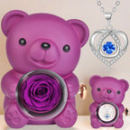 Eternal Love Bear Rotating Jewelry Box – Elegant Gift with Eternal Flowers