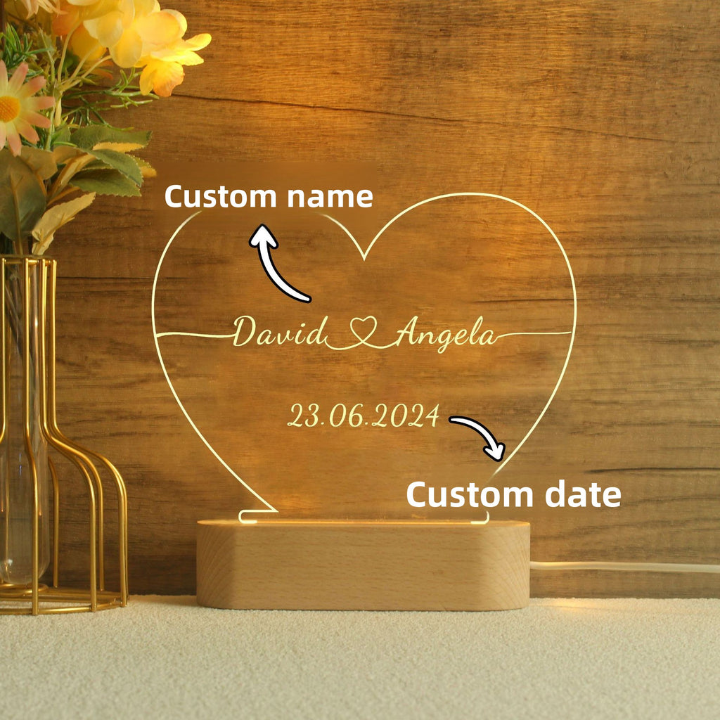 Personalized Heart LED Night Light – A Gift That Says “I Chose You”