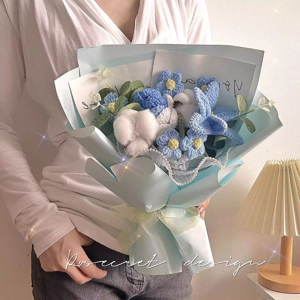 Forever Bloom Knitted Rose & Tulip Bouquet