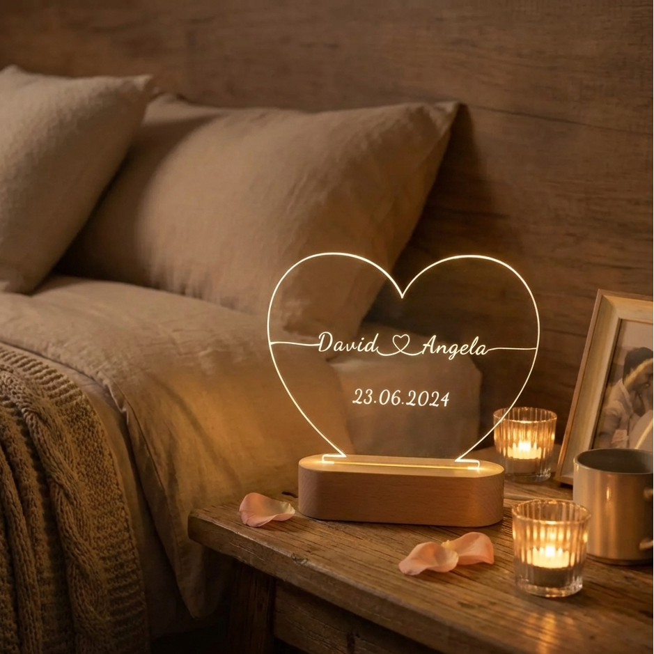 Personalized Heart LED Night Light – A Gift That Says “I Chose You”
