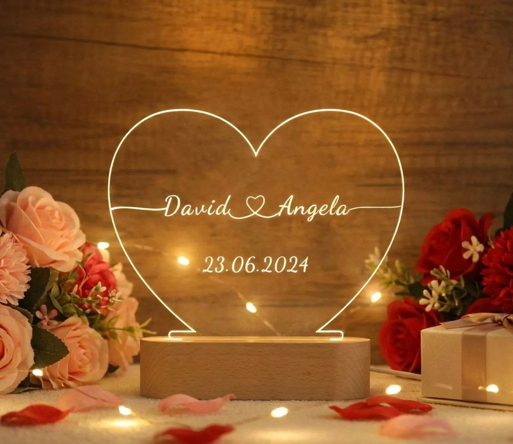 Personalized Heart LED Night Light – A Gift That Says “I Chose You”