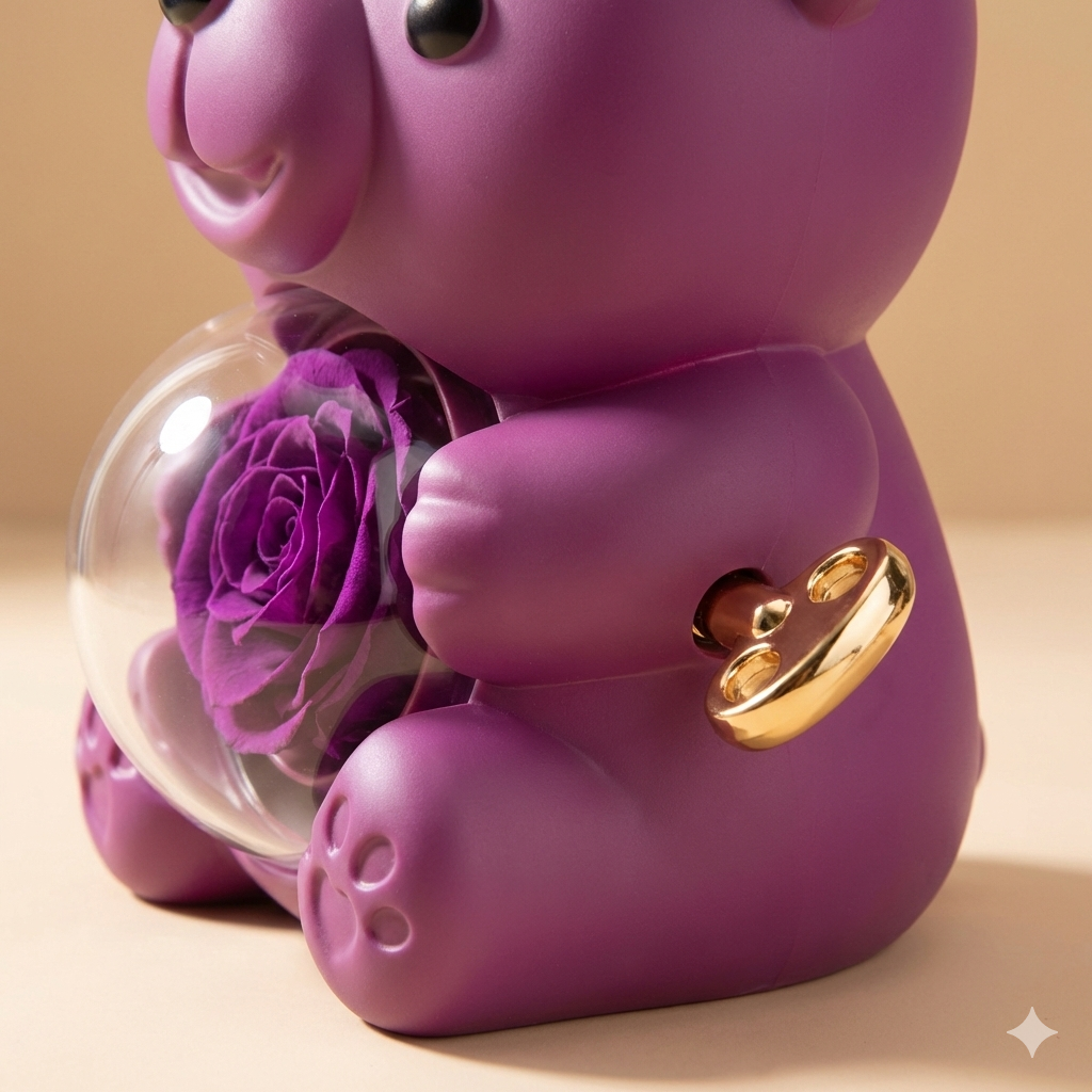 Eternal Love Bear Rotating Jewelry Box – Elegant Gift with Eternal Flowers