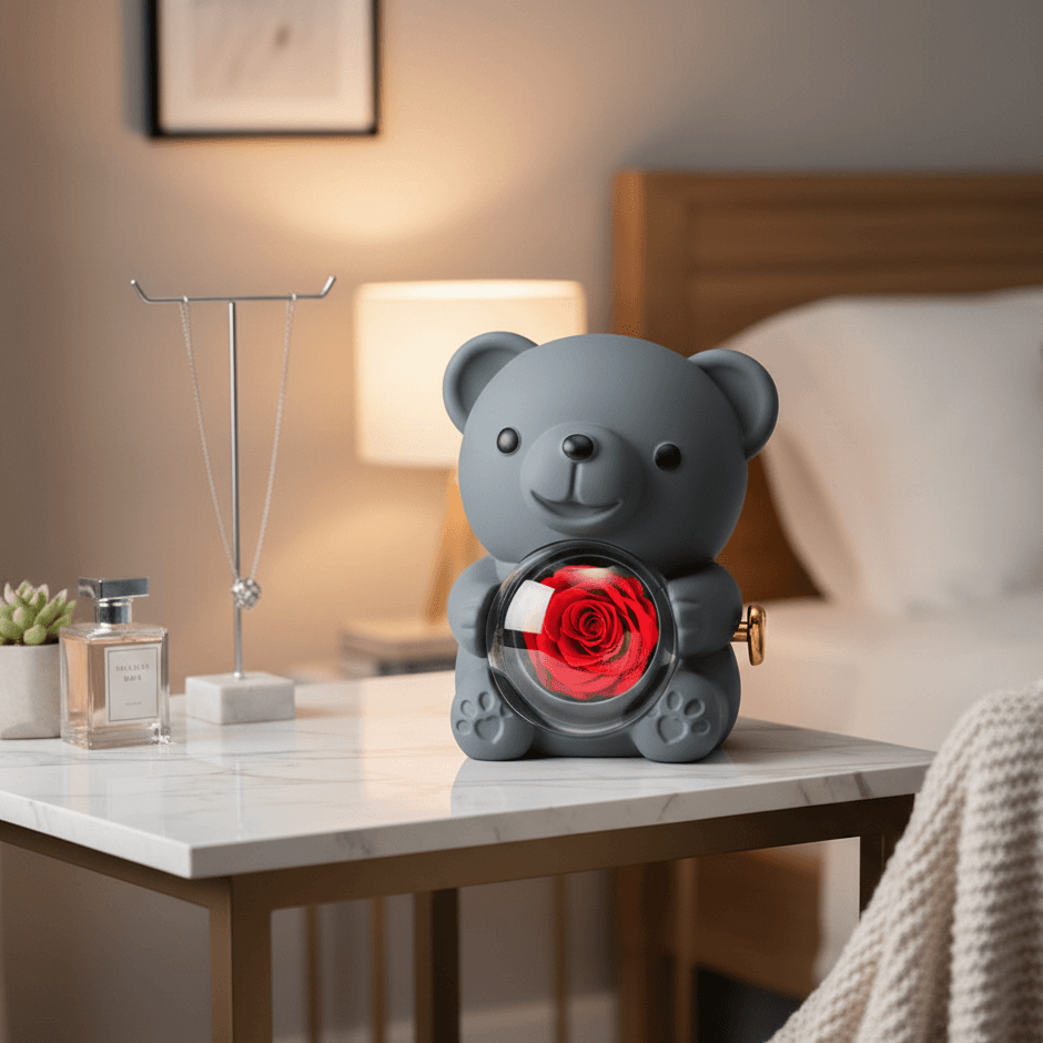 Eternal Love Rose Bear – A Rotating Jewelry Surprise She’ll Never Forget