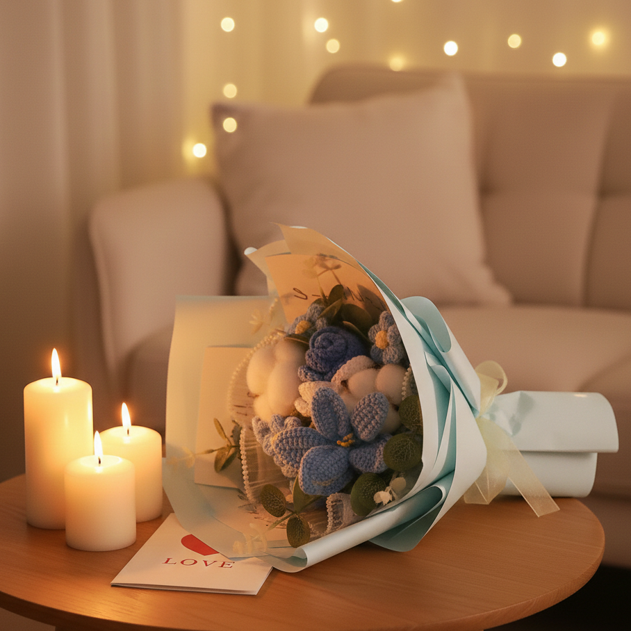 Forever Bloom Knitted Rose & Tulip Bouquet