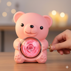 Eternal Love Bear Rotating Jewelry Box – Elegant Gift with Eternal Flowers