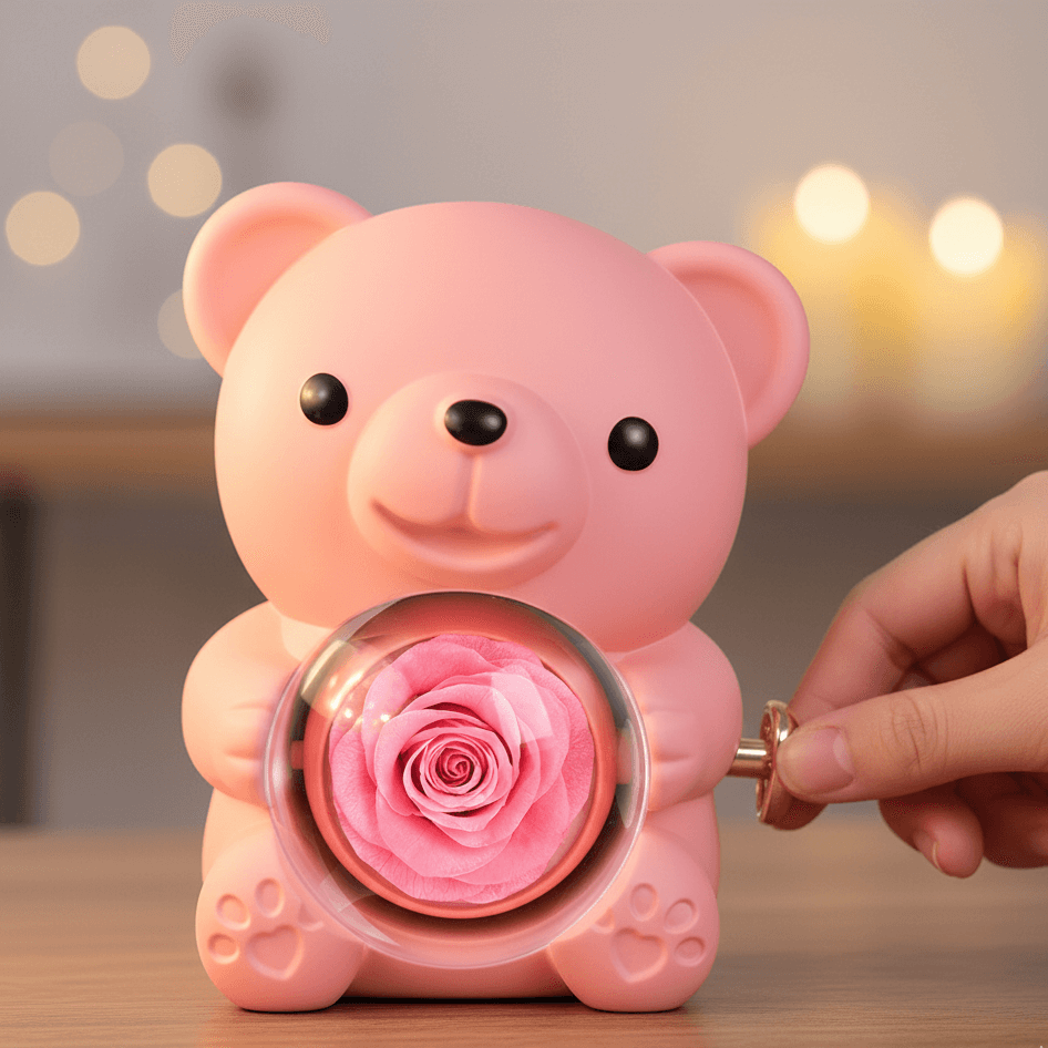Eternal Love Rose Bear – A Rotating Jewelry Surprise She’ll Never Forget