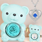 Eternal Love Bear Rotating Jewelry Box – Elegant Gift with Eternal Flowers