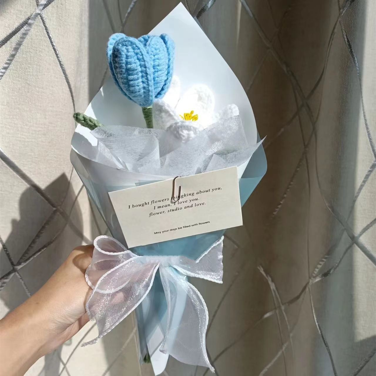 Forever Bloom Knitted Rose & Tulip Bouquet