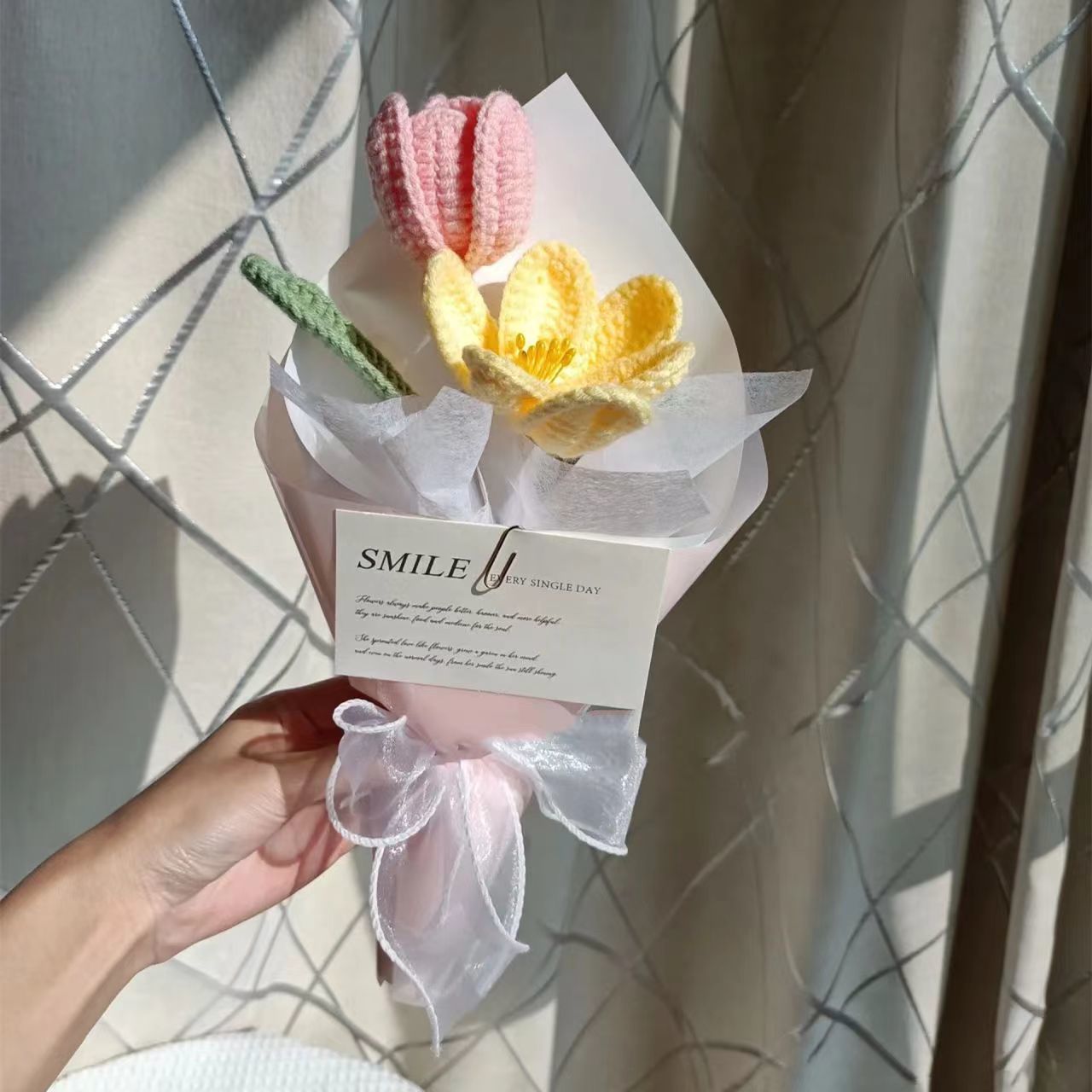 Forever Bloom Knitted Rose & Tulip Bouquet