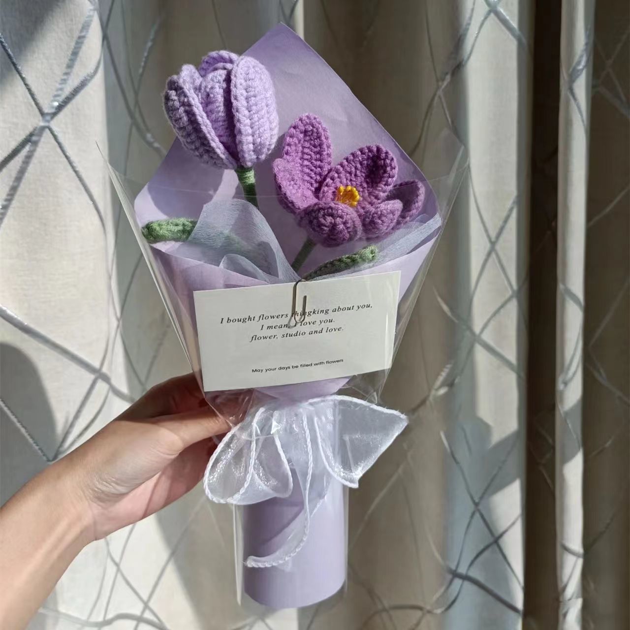 Forever Bloom Knitted Rose & Tulip Bouquet